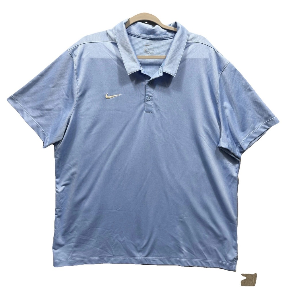 Nike Polo Shirt Men XXL Baby Blue Athletic Dri Fit Standard Polyester Golf 2XL